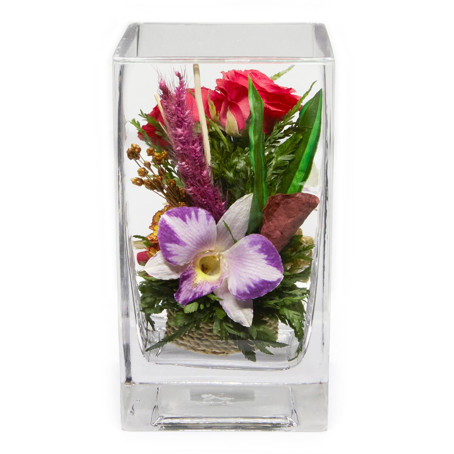 60700 Long-Lasting Roses and Orchids in a Tube Vase