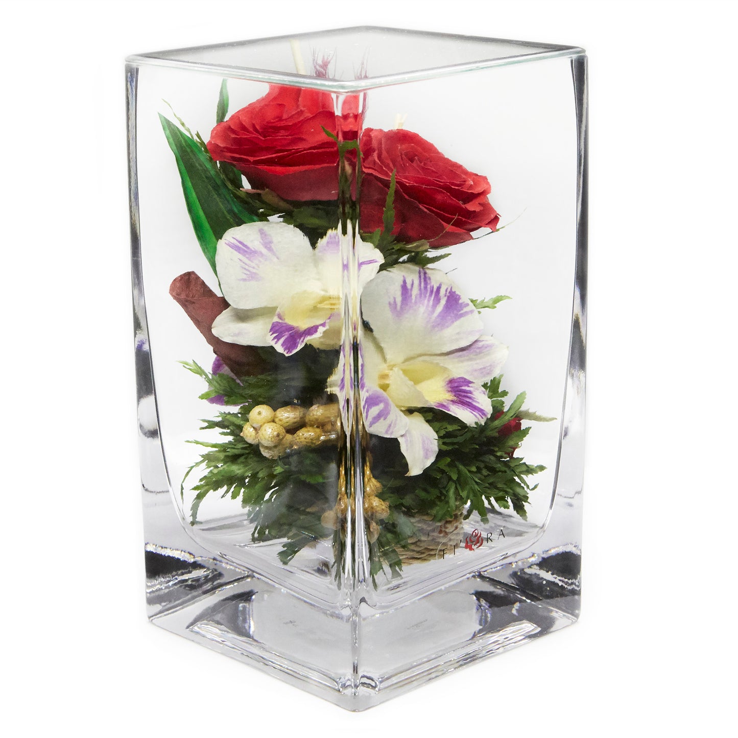 60700 Long-Lasting Roses and Orchids in a Tube Vase