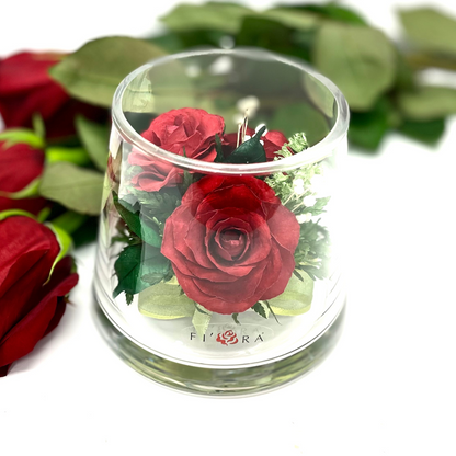 40498 Long-Lasting Red Roses in a Small Taper-Up Cylinder Glass Vase
