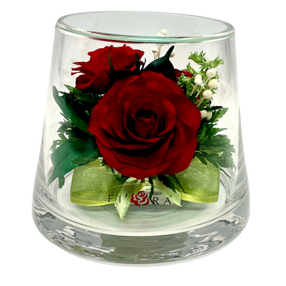 40498 Long-Lasting Red Roses in a Small Taper-Up Cylinder Glass Vase