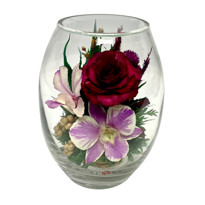71836 Long-Lasting Roses and Orchids, in a Glass Vase